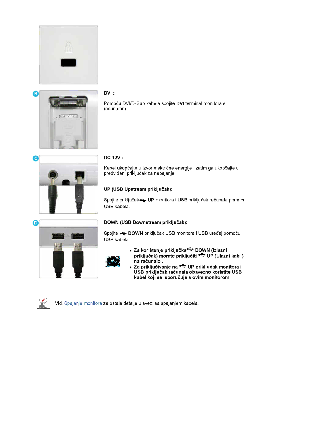 Samsung LS19MBPXHV/EDC, LS19MBPXFV/EDC, LS19MBXXFV/EDC manual UP USB Upstream priključak, Down USB Downstream priključak 