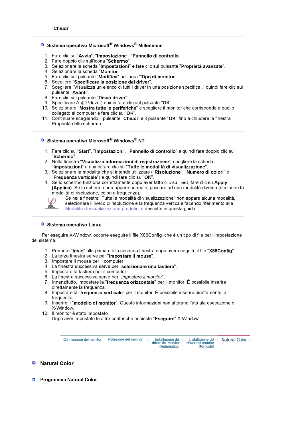 Samsung LS19MBXXHV/EDC manual Scegliere Specificare la posizione del driver, Sistema operativo Microsoft Windows NT 