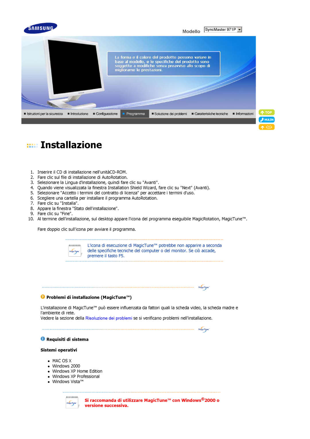 Samsung LS19MBPXHV/EDC, LS19MBXXFV/EDC, LS19MBXXHV/EDC manual Installazione 