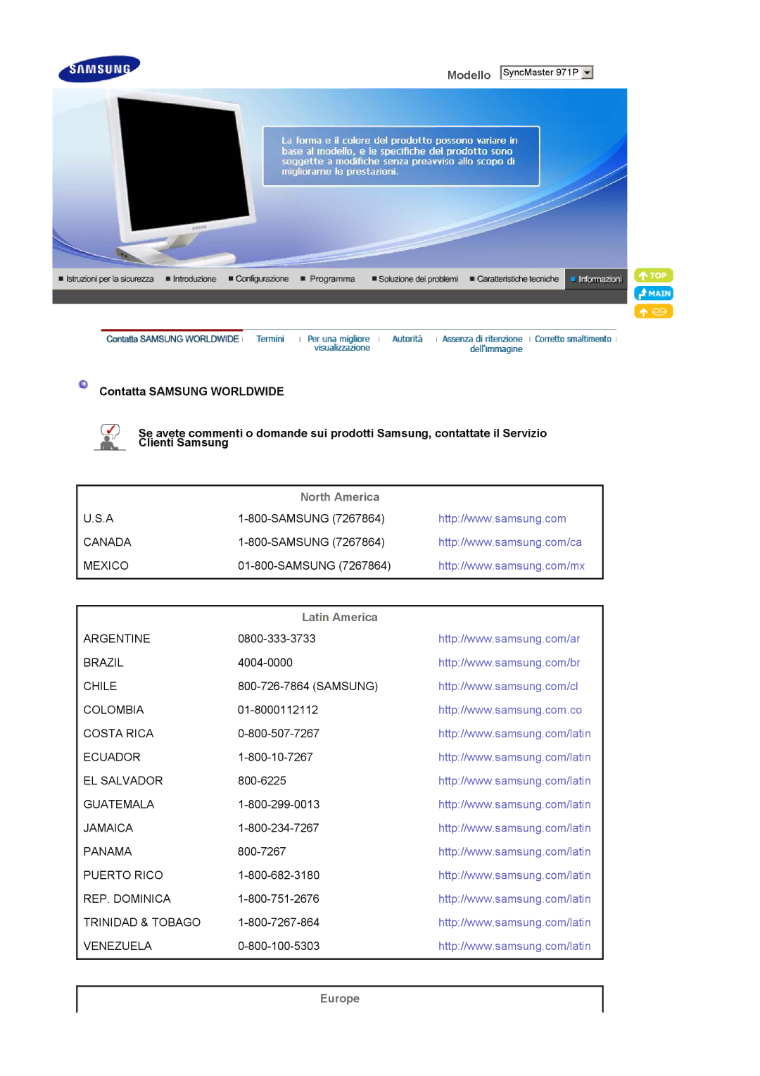 Samsung LS19MBXXHV/EDC, LS19MBXXFV/EDC, LS19MBPXHV/EDC manual North America, Latin America, Europe 