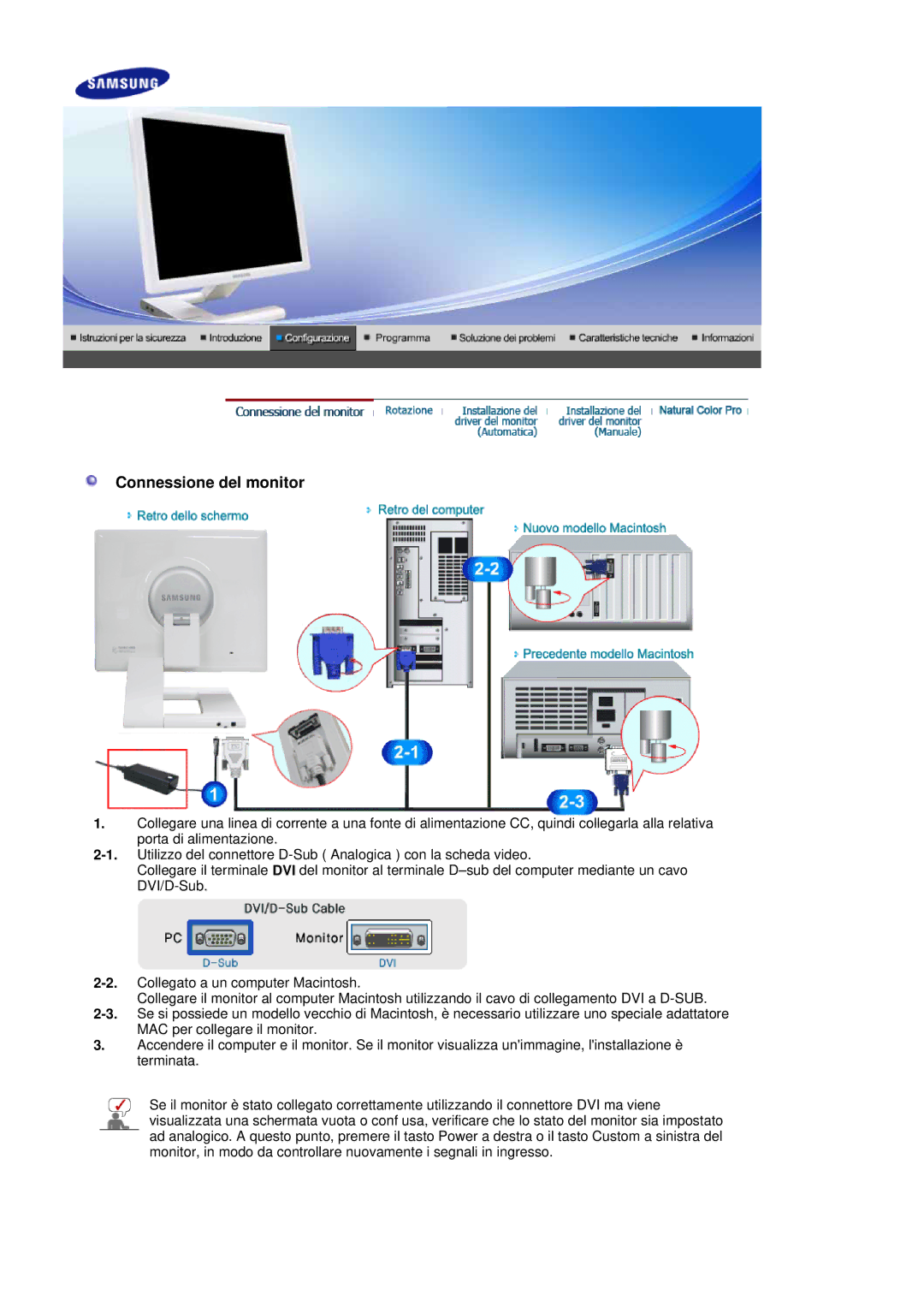 Samsung LS19MBPXHV/EDC, LS19MBXXFV/EDC, LS19MBXXHV/EDC manual Connessione del monitor 