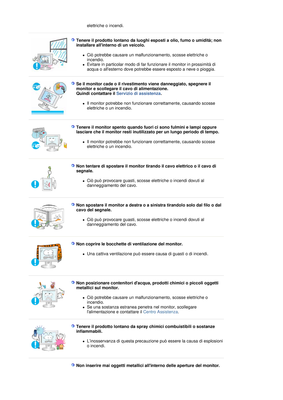 Samsung LS19MBPXHV/EDC, LS19MBXXFV/EDC, LS19MBXXHV/EDC manual Non coprire le bocchette di ventilazione del monitor 