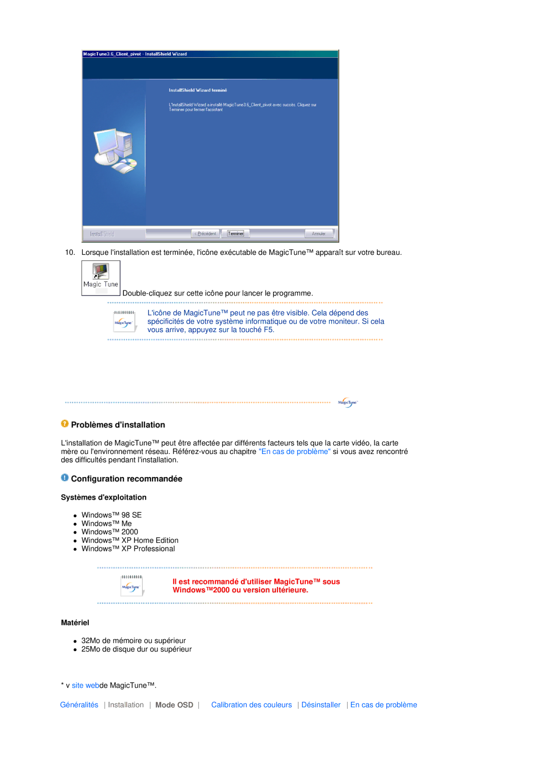 Samsung LS19MEDSBQ/EDC, LS17MEDSBQ/EDC manual Problèmes dinstallation 