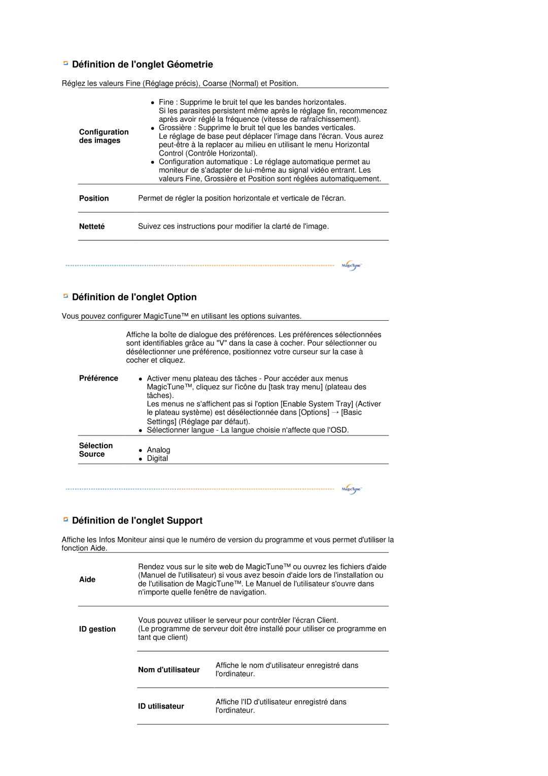 Samsung LS19MEDSBQ/EDC, LS17MEDSBQ/EDC manual Définition de longlet Géometrie 