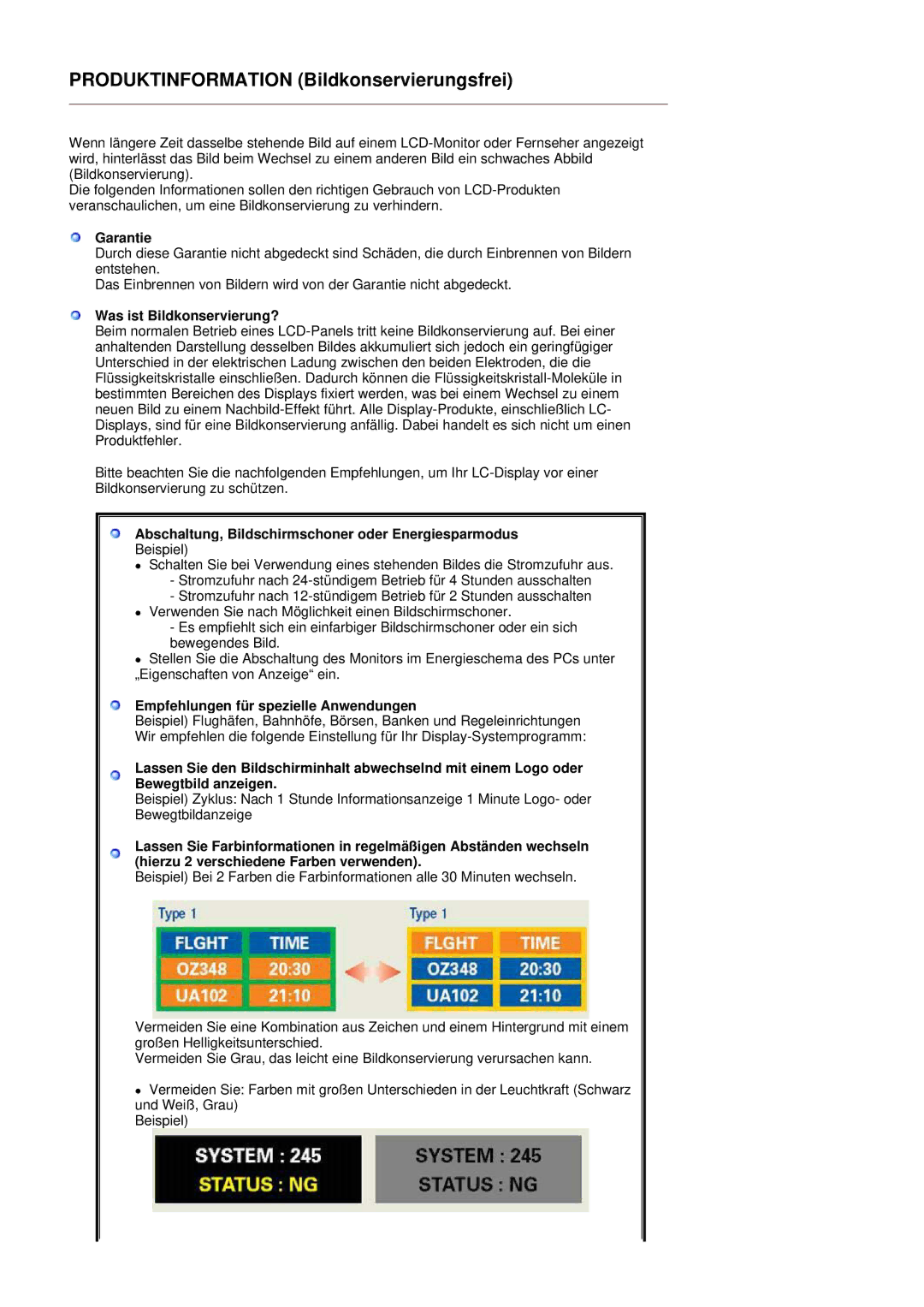 Samsung LS19MEDSBQ/EDC, LS17MEDSBQ/EDC manual Produktinformation Bildkonservierungsfrei 