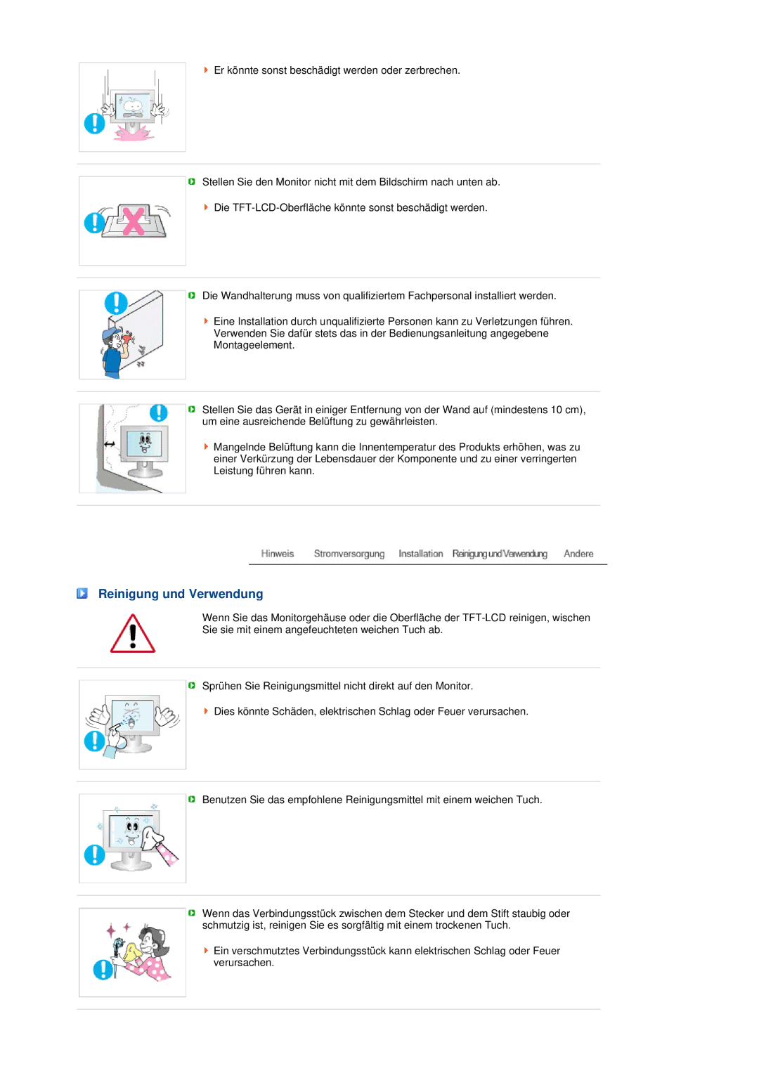 Samsung LS17MEDSBQ/EDC, LS19MEDSBQ/EDC manual Reinigung und Verwendung 