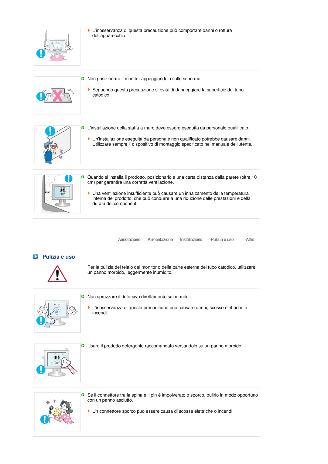 Samsung LS17MEDSBQ/EDC, LS19MEDSBQ/EDC manual Pulizia e uso 