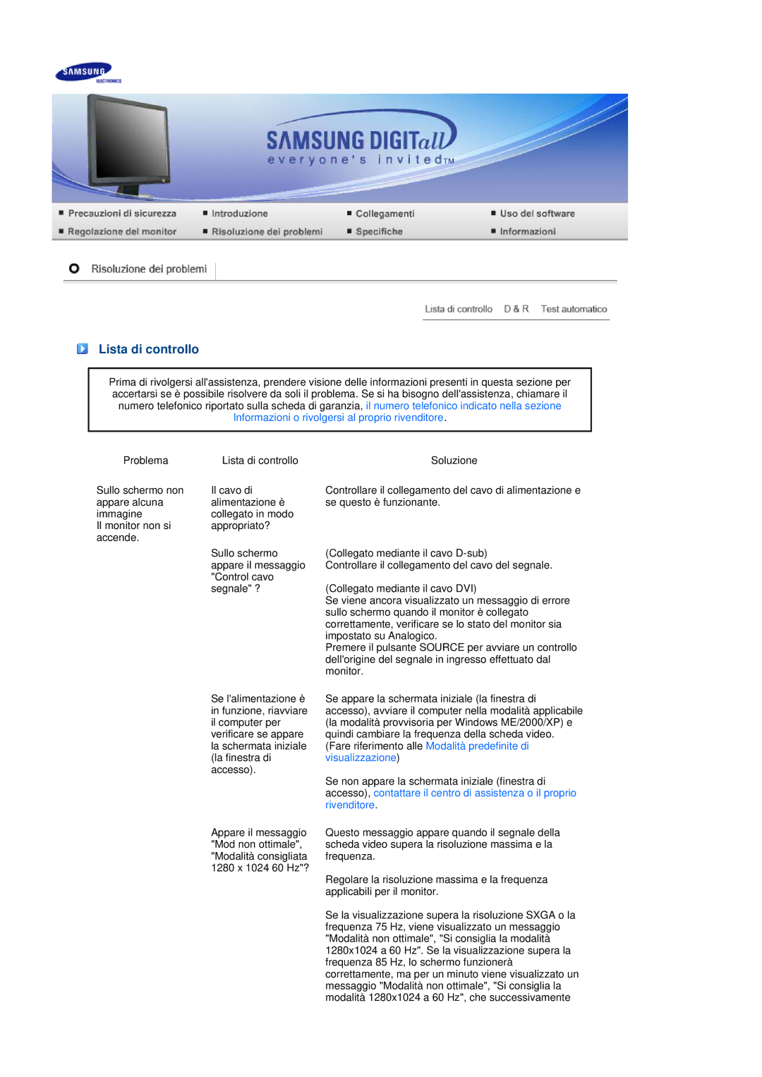 Samsung LS19MEDSBQ/EDC, LS17MEDSBQ/EDC manual Lista di controllo, Rivenditore 