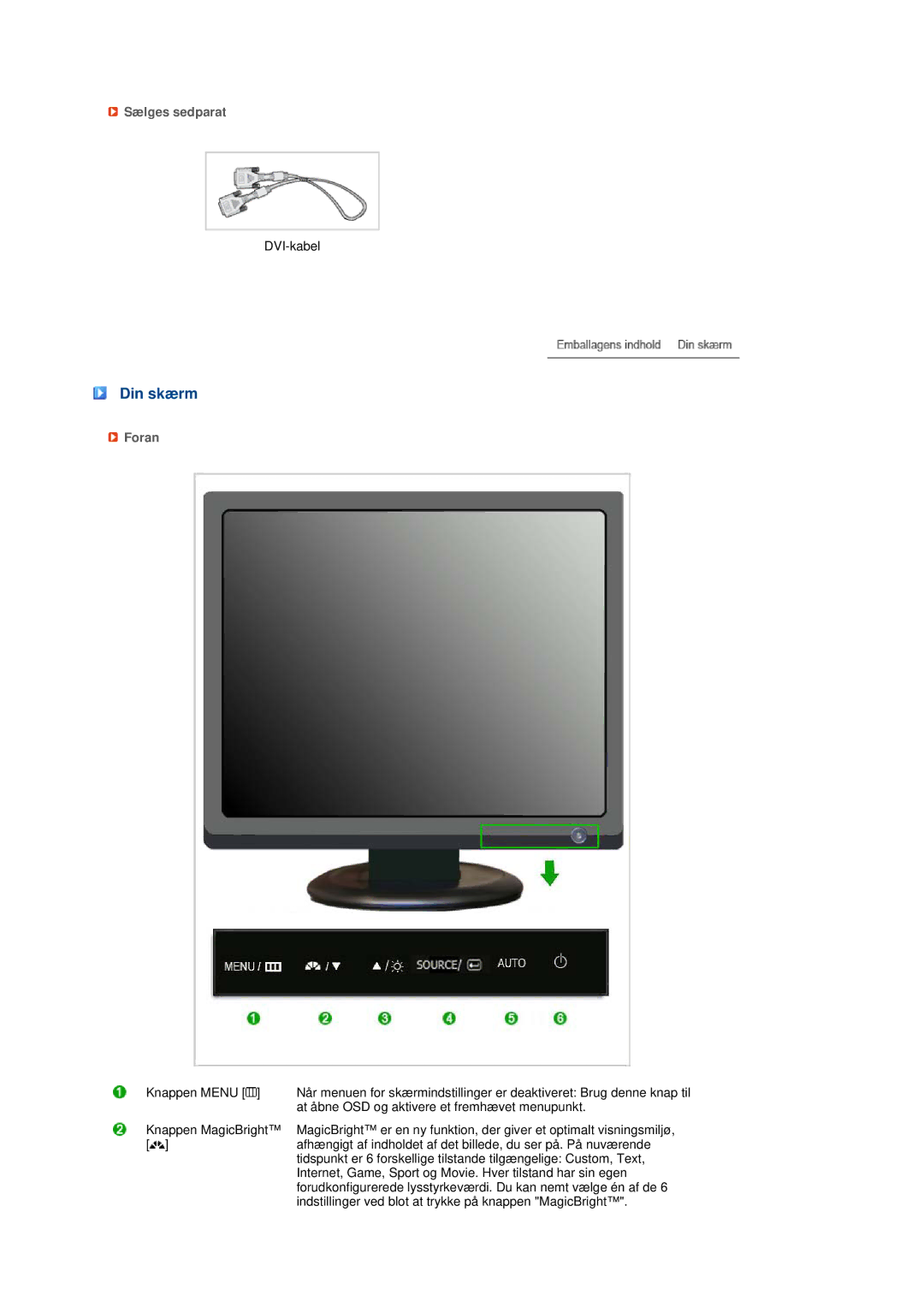 Samsung LS19MEDSBQ/EDC, LS17MEDSBQ/EDC manual Din skærm, Sælges sedparat, Foran 