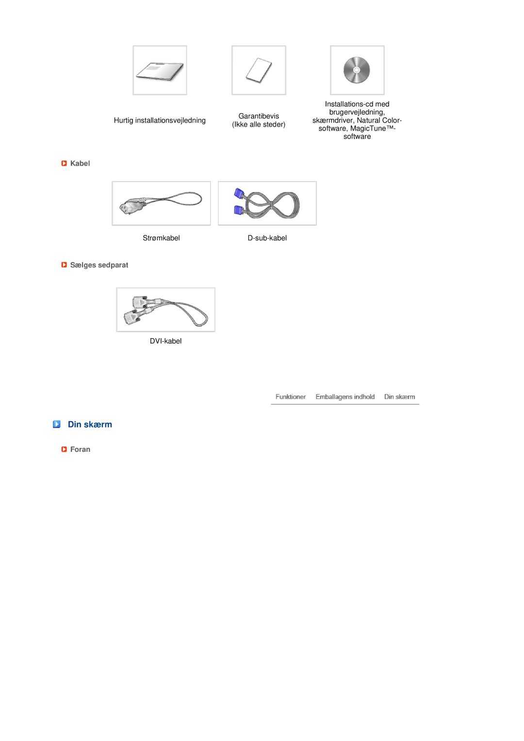 Samsung LS19MEDSBQ/EDC, LS17MEDSBQ/EDC manual Din skærm 