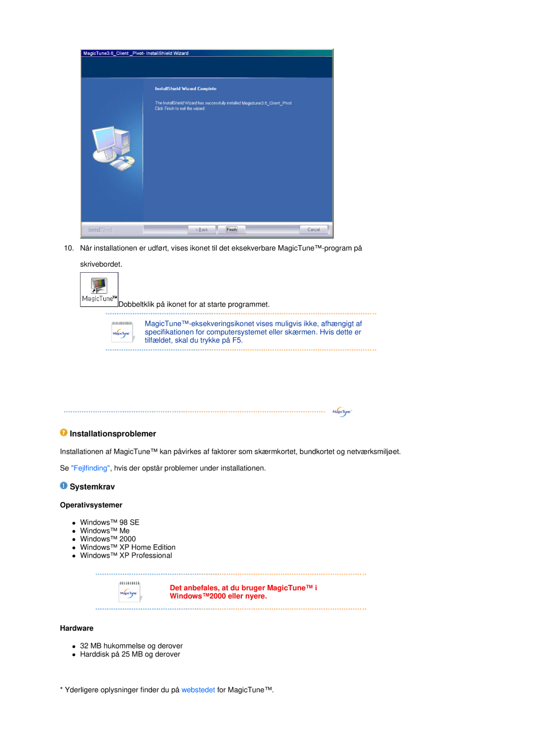 Samsung LS19MEDSBQ/EDC, LS17MEDSBQ/EDC manual Installationsproblemer 