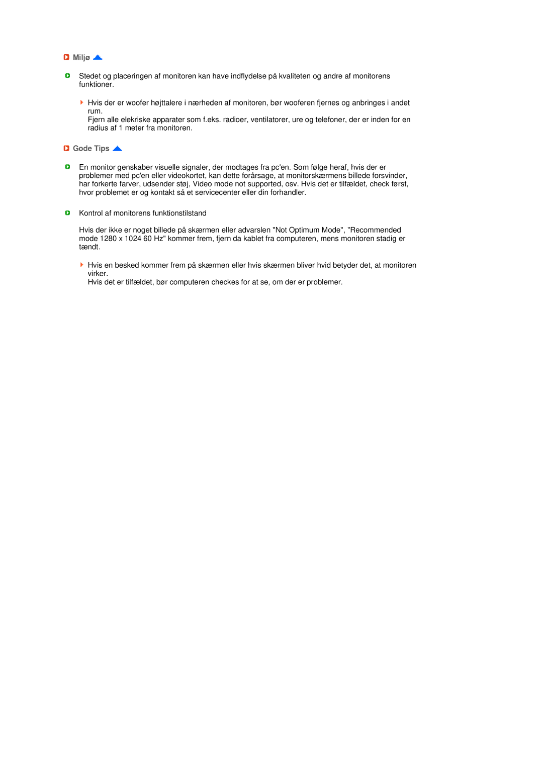 Samsung LS17MEDSBQ/EDC, LS19MEDSBQ/EDC manual Miljø, Gode Tips 