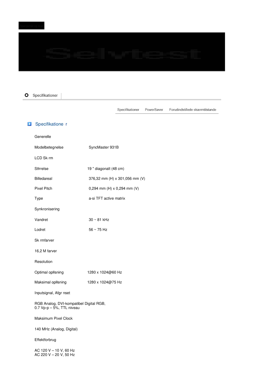 Samsung LS19MEDSBQ/EDC, LS17MEDSBQ/EDC manual Specifikationer 