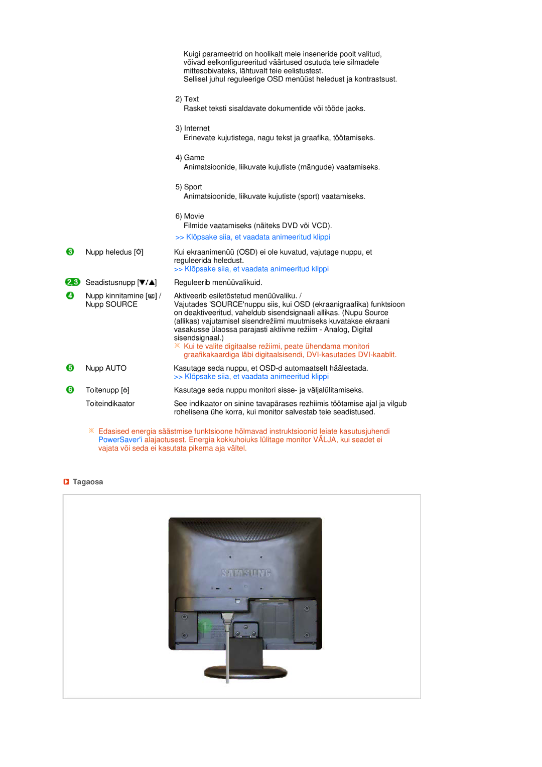 Samsung LS17MEDSBQ/EDC, LS19MEDSBQ/EDC manual Tagaosa 