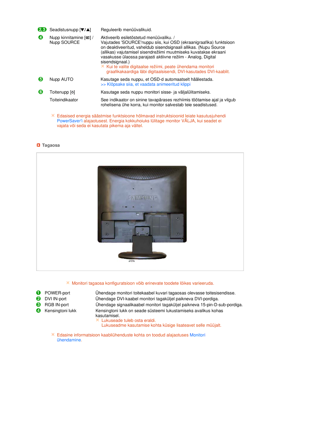 Samsung LS19MEDSBQ/EDC, LS17MEDSBQ/EDC manual Tagaosa 