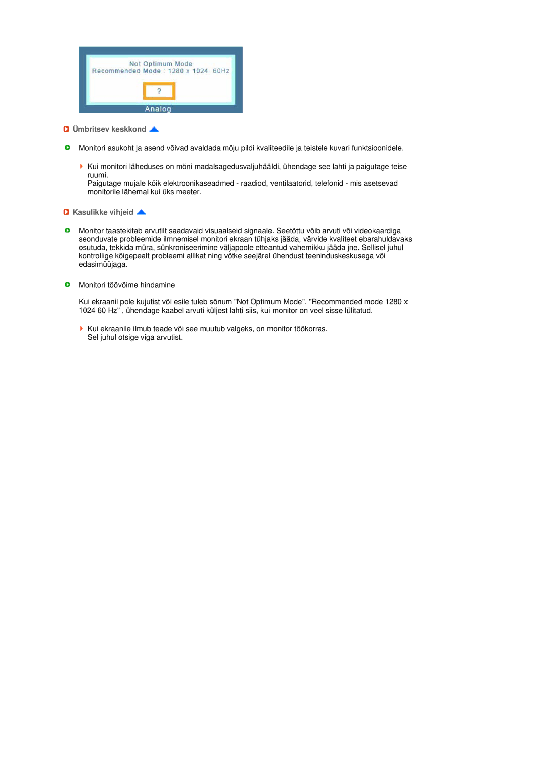 Samsung LS19MEDSBQ/EDC, LS17MEDSBQ/EDC manual Ümbritsev keskkond, Kasulikke vihjeid 