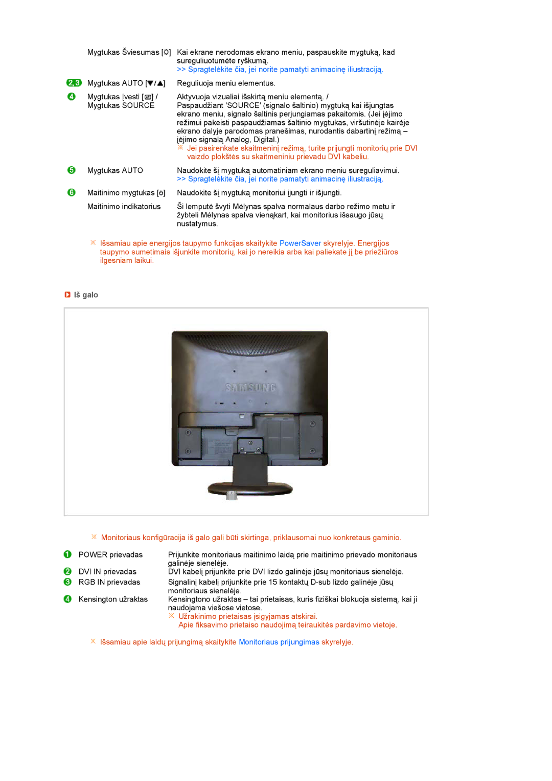 Samsung LS19MEDSBQ/EDC, LS17MEDSBQ/EDC manual Iš galo 