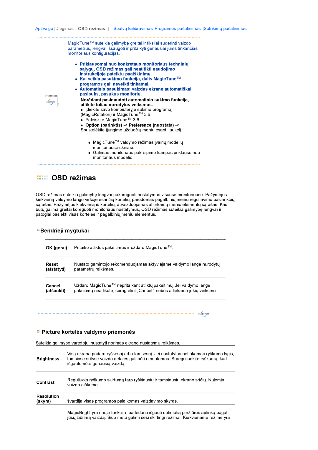 Samsung LS17MEDSBQ/EDC, LS19MEDSBQ/EDC manual OSD režimas 