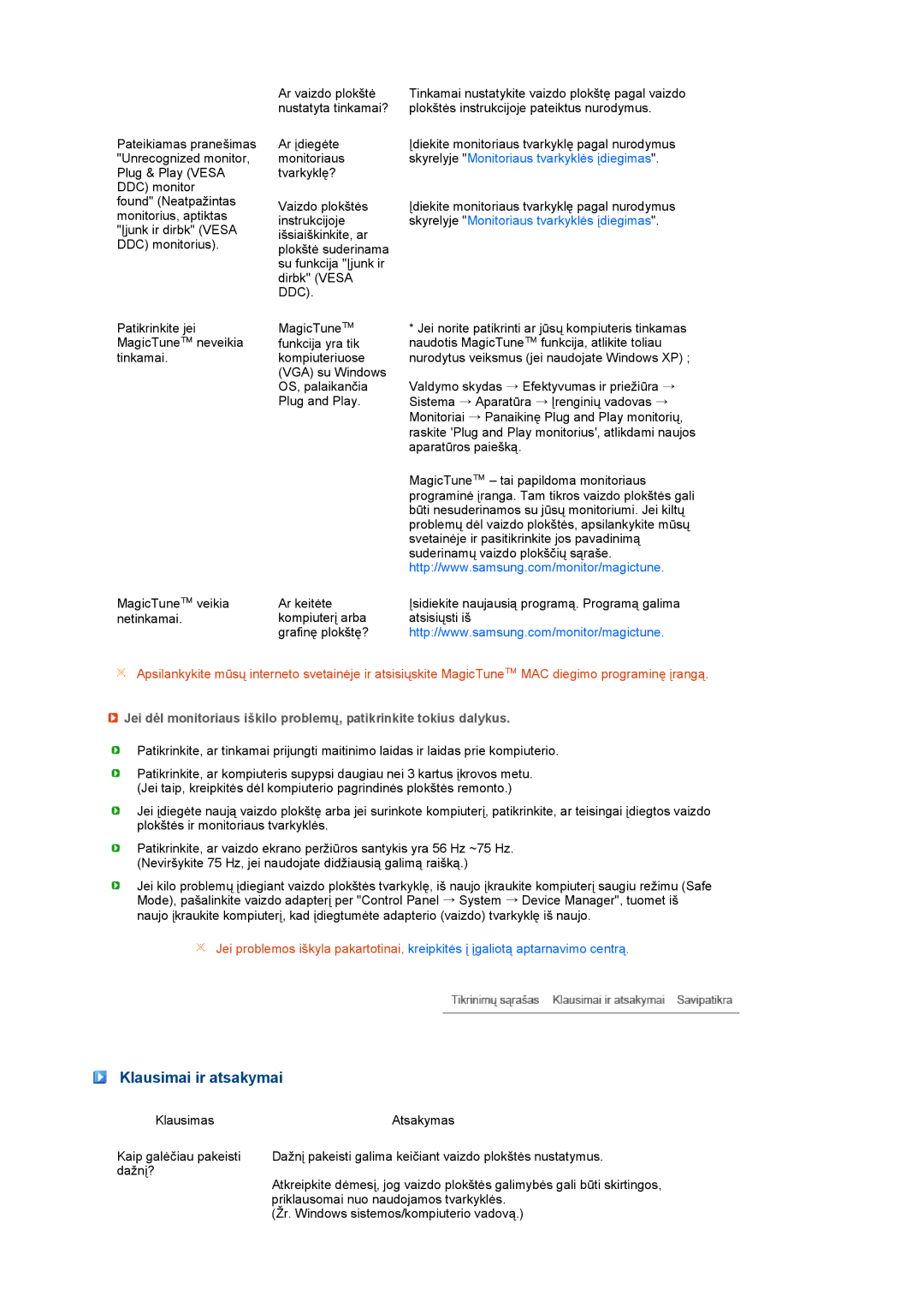 Samsung LS19MEDSBQ/EDC, LS17MEDSBQ/EDC manual Klausimai ir atsakymai, Ddc 