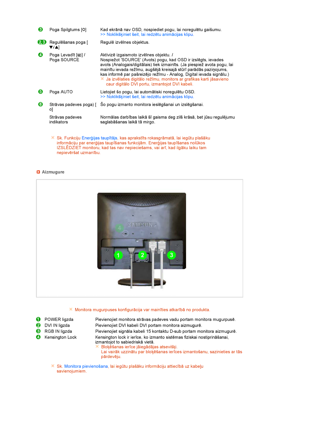 Samsung LS17MEDSBQ/EDC, LS19MEDSBQ/EDC manual Aizmugure 