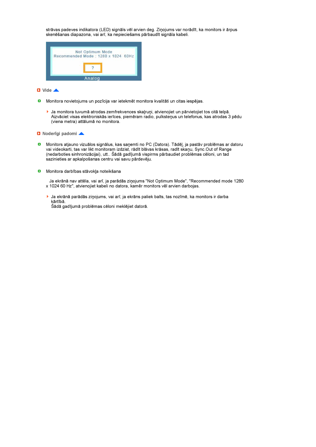 Samsung LS19MEDSBQ/EDC, LS17MEDSBQ/EDC manual Vide, Noderīgi padomi 