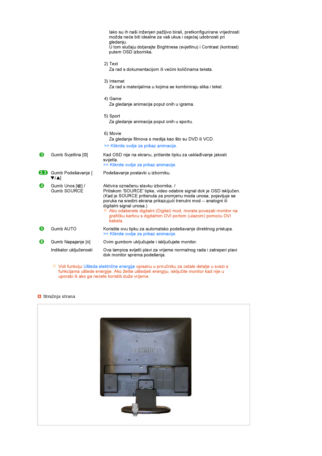 Samsung LS19MEDSBQ/EDC, LS17MEDSBQ/EDC manual Kabela, Stražnja strana 