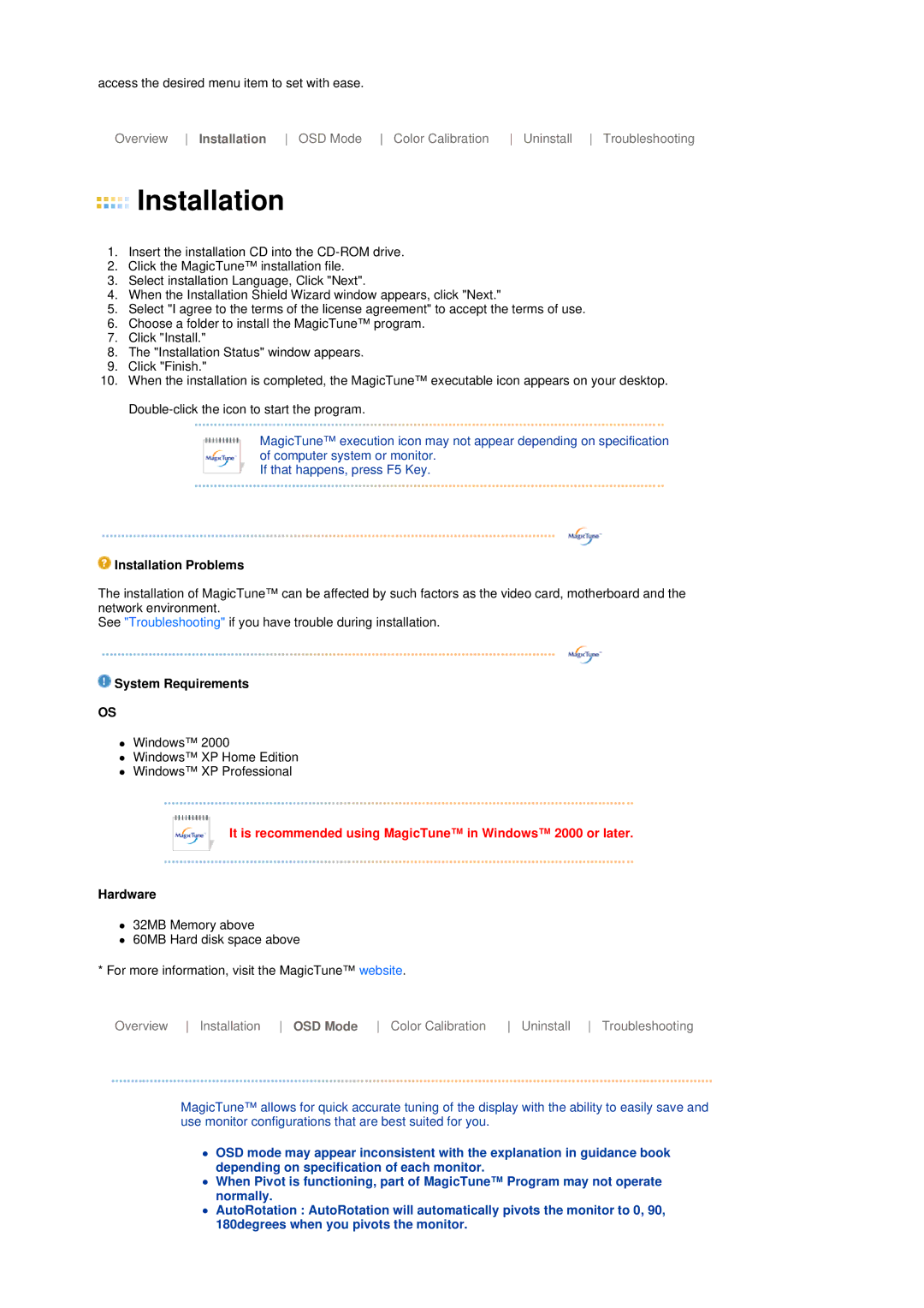 Samsung LS19MEPSFV/XSA, LS19MEPSFV/EDC, LS19MEPSFV/XSG, LS19MEPSFV/ILC Installation Problems, System Requirements, Hardware 