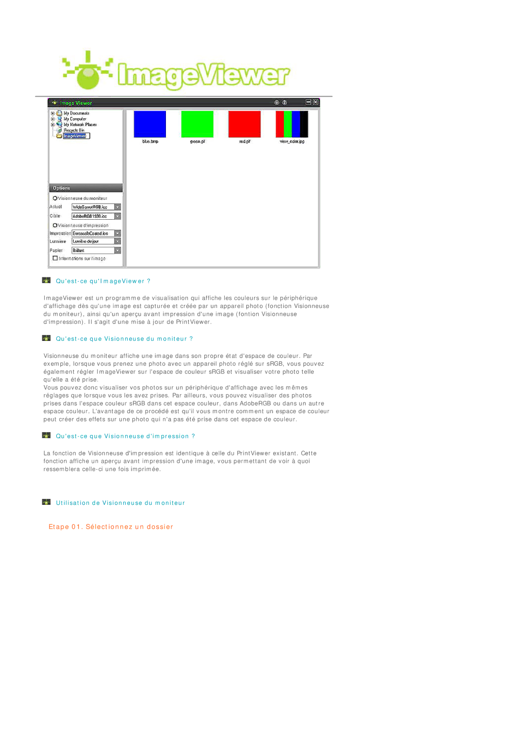 Samsung LS19MEPSFV/EDC manual Etape 01. Sélectionnez un dossier 