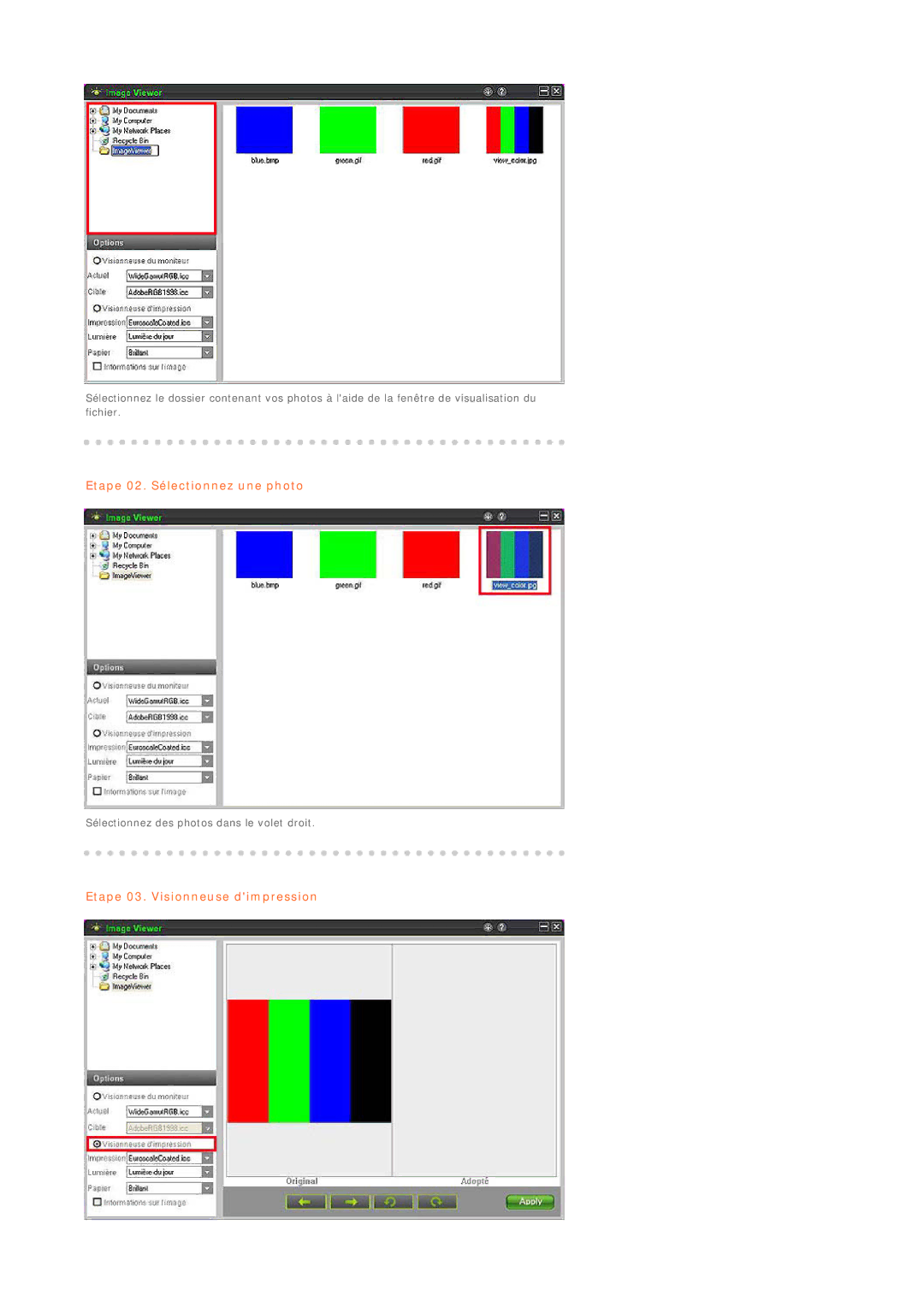 Samsung LS19MEPSFV/EDC manual Etape 03. Visionneuse dimpression 