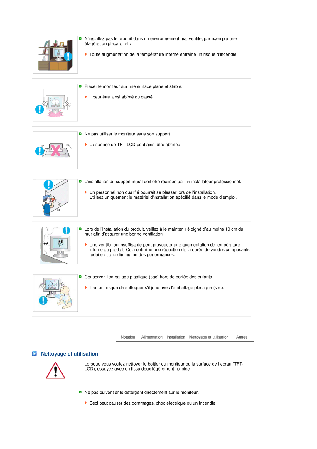 Samsung LS19MEPSFV/EDC manual Nettoyage et utilisation 