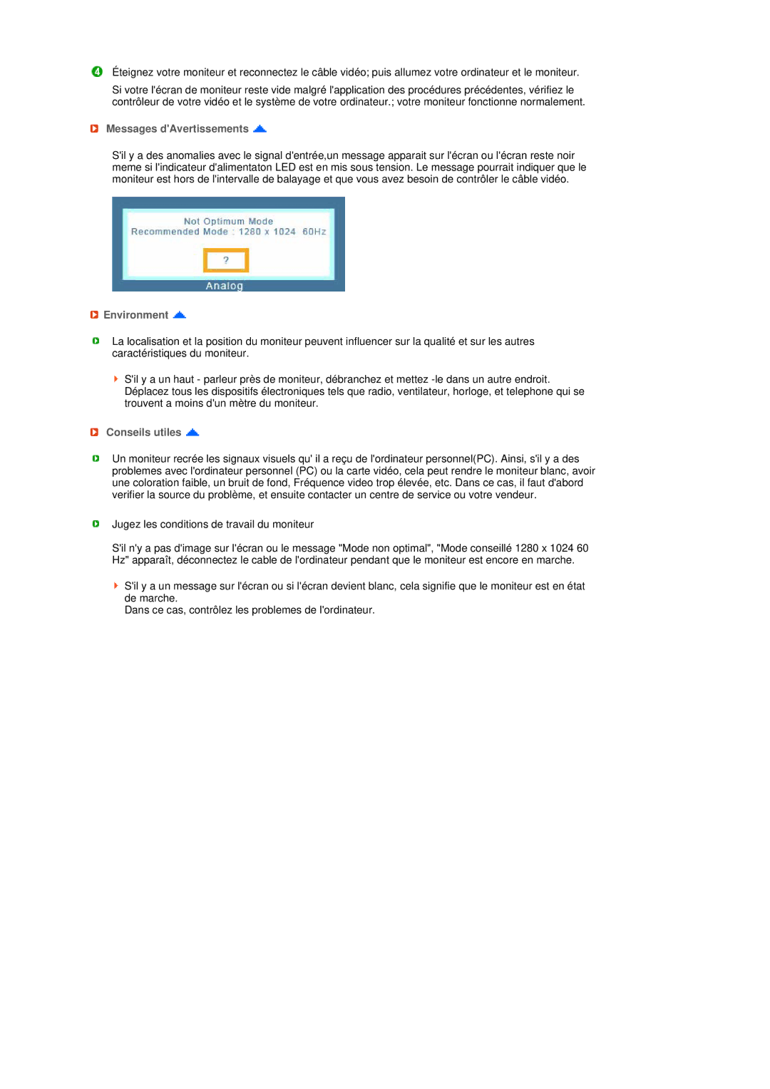 Samsung LS19MEPSFV/EDC manual Messages dAvertissements, Environment, Conseils utiles 