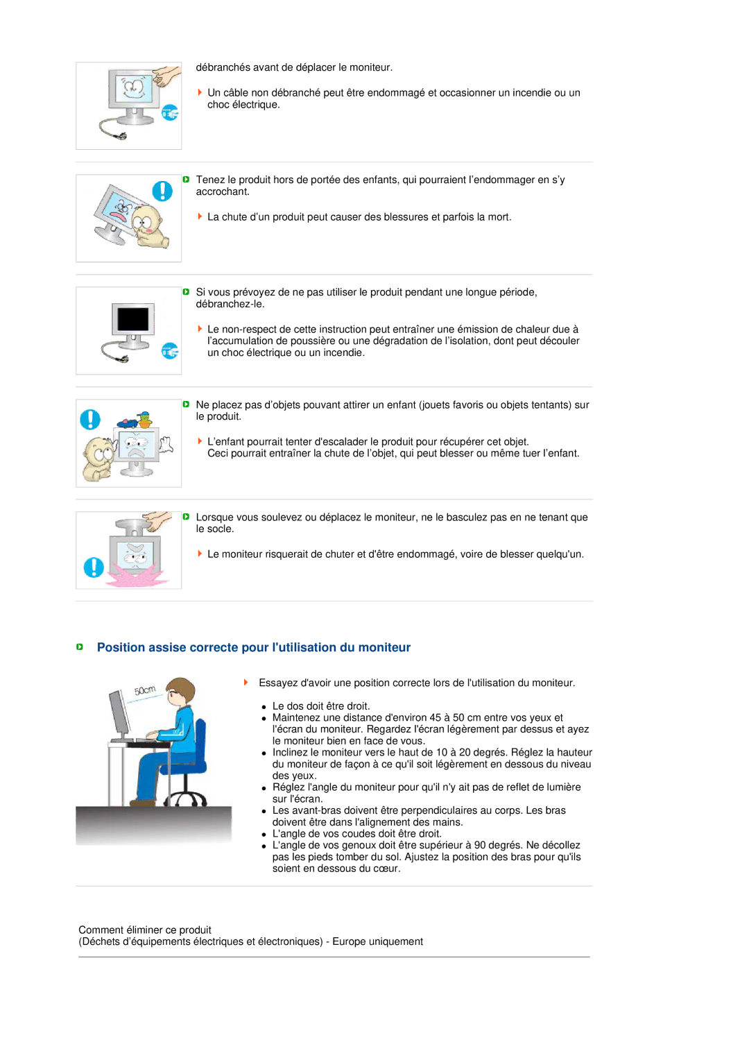 Samsung LS19MEPSFV/EDC manual Position assise correcte pour lutilisation du moniteur 