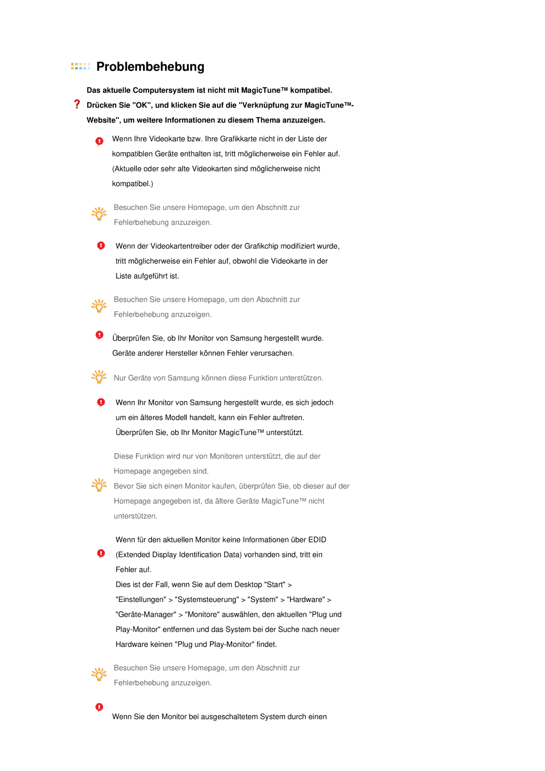 Samsung LS19MEPSFV/EDC manual Problembehebung 