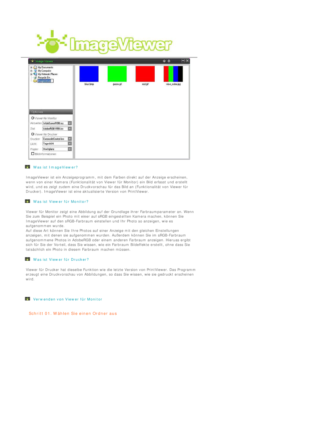 Samsung LS19MEPSFV/EDC manual Schritt 01. Wählen Sie einen Ordner aus 