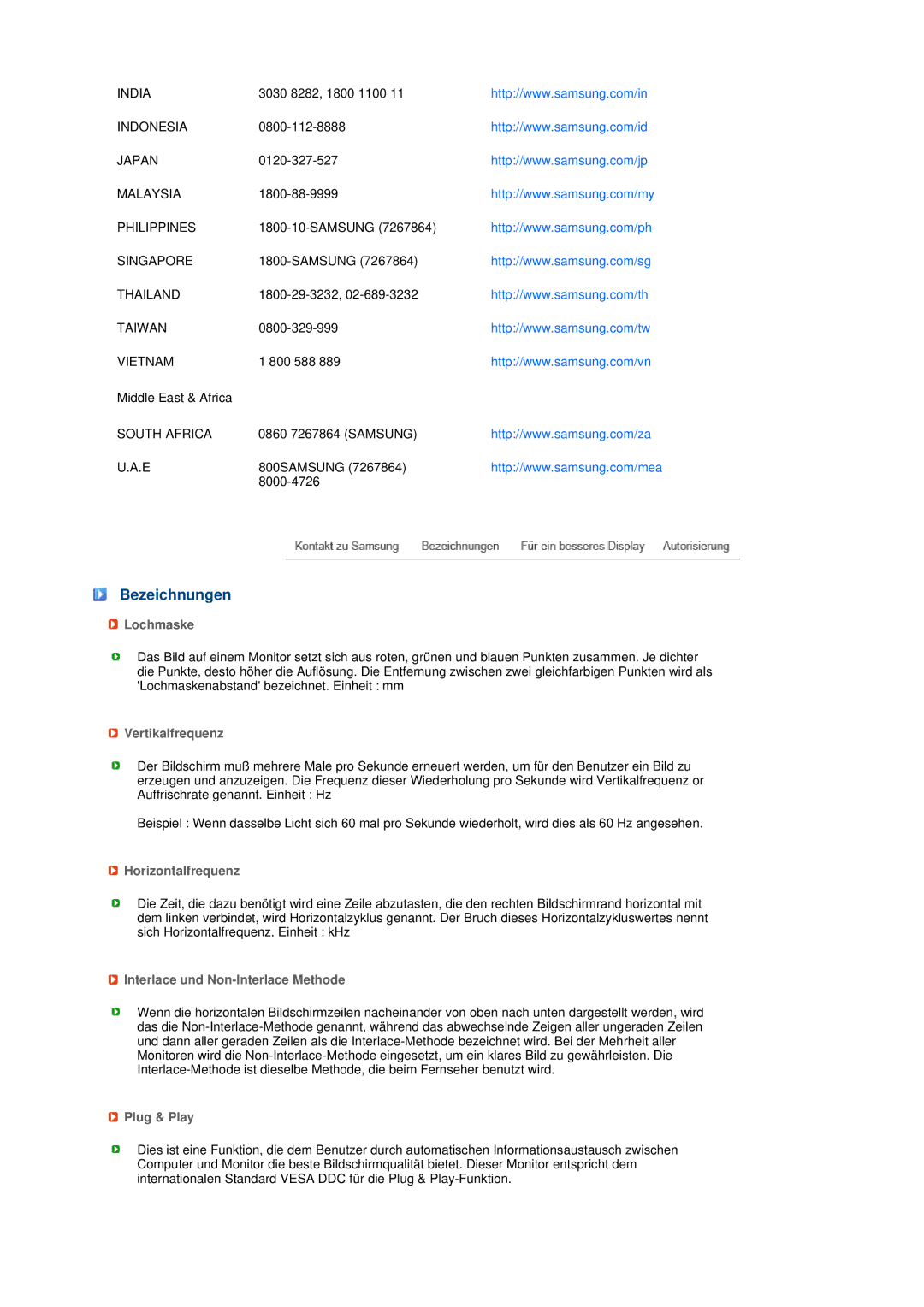 Samsung LS19MEPSFV/EDC manual Bezeichnungen 