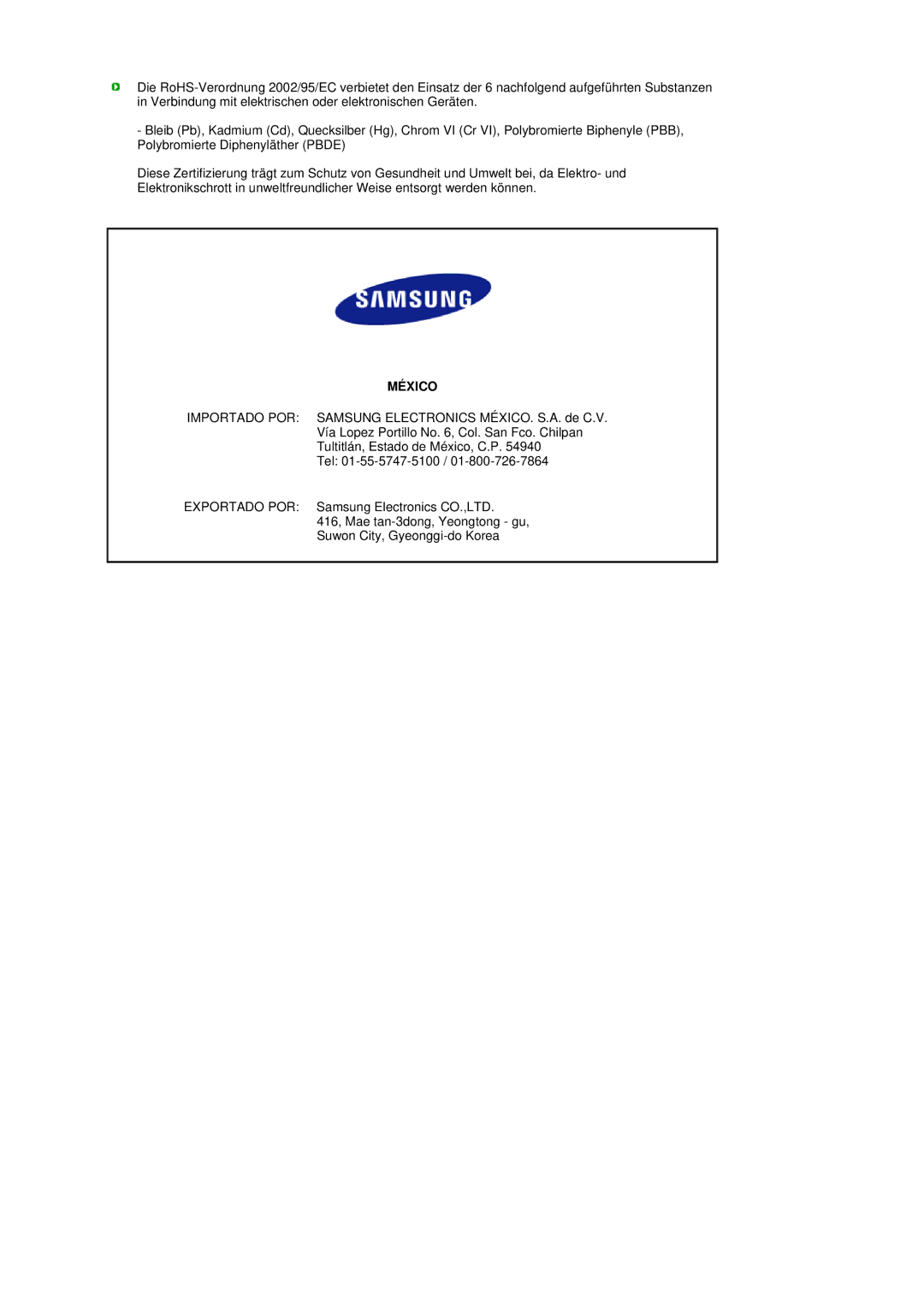 Samsung LS19MEPSFV/EDC manual México 