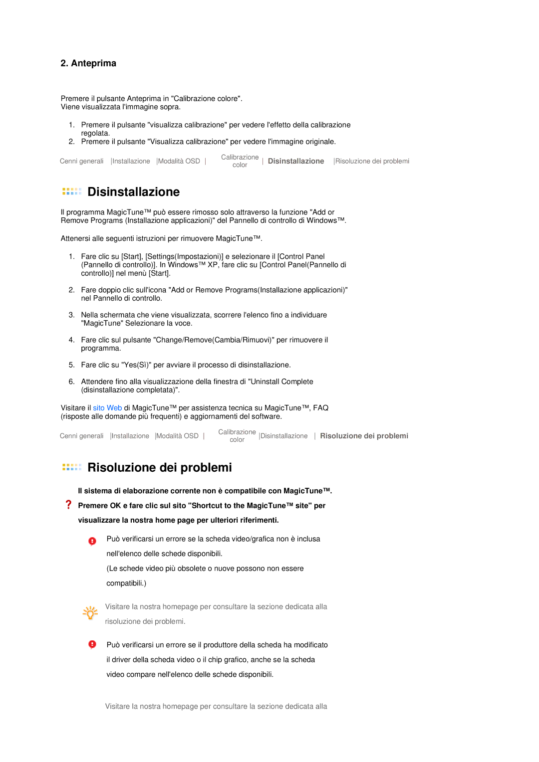 Samsung LS19MEPSFV/EDC manual Disinstallazione 