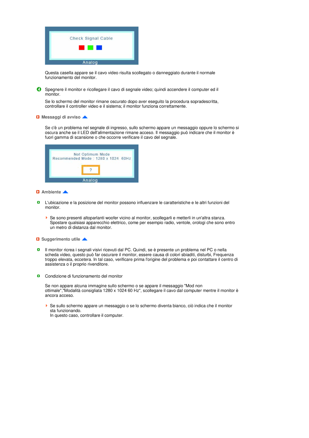 Samsung LS19MEPSFV/EDC manual Messaggi di avviso, Ambiente, Suggerimento utile 