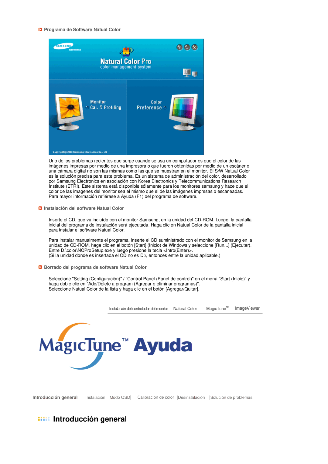 Samsung LS19MEPSFV/EDC manual Programa de Software Natual Color, Instalación del software Natual Color 