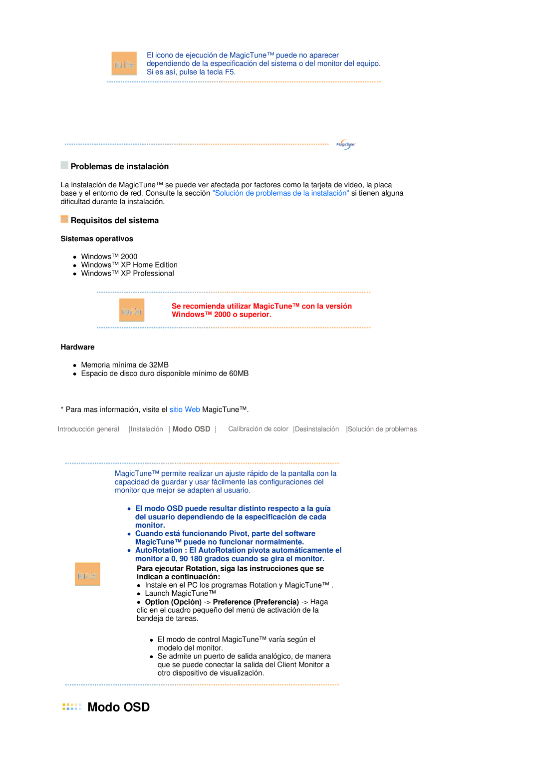 Samsung LS19MEPSFV/EDC manual Modo OSD 