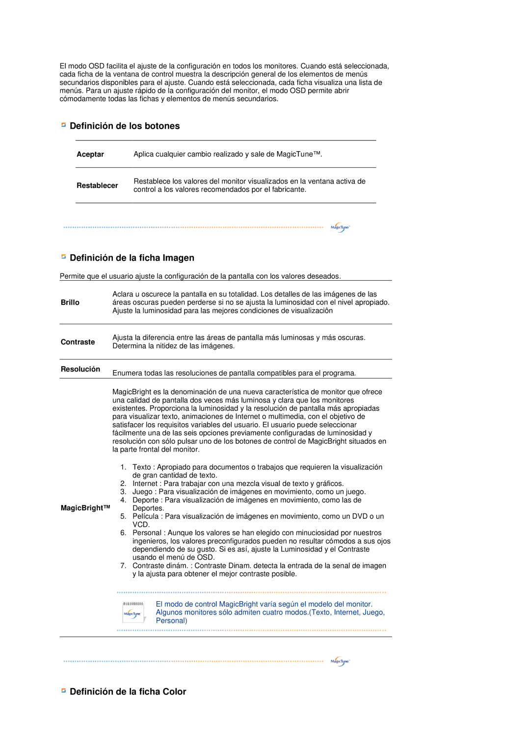 Samsung LS19MEPSFV/EDC manual Definición de los botones 