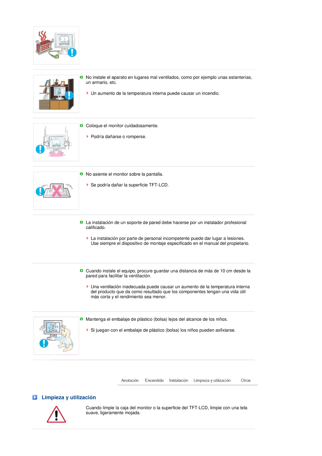 Samsung LS19MEPSFV/EDC manual Limpieza y utilización 