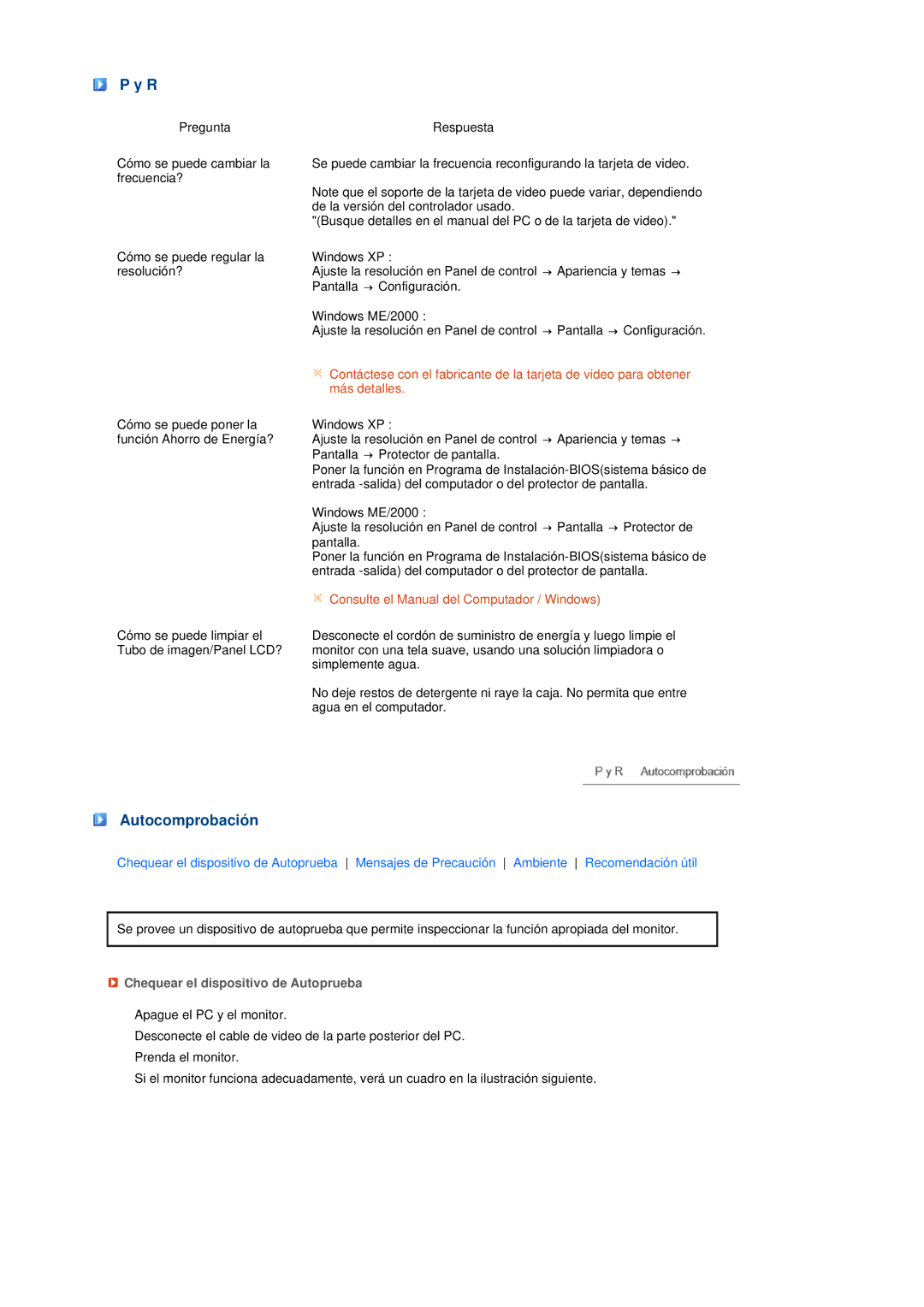 Samsung LS19MEPSFV/EDC manual Autocomprobación, Chequear el dispositivo de Autoprueba 