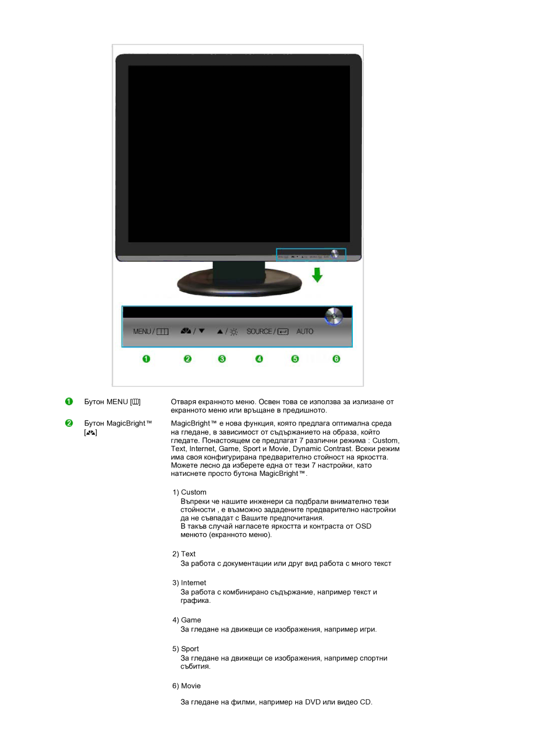 Samsung LS19MEPSFV/EDC manual Бутон Menu 