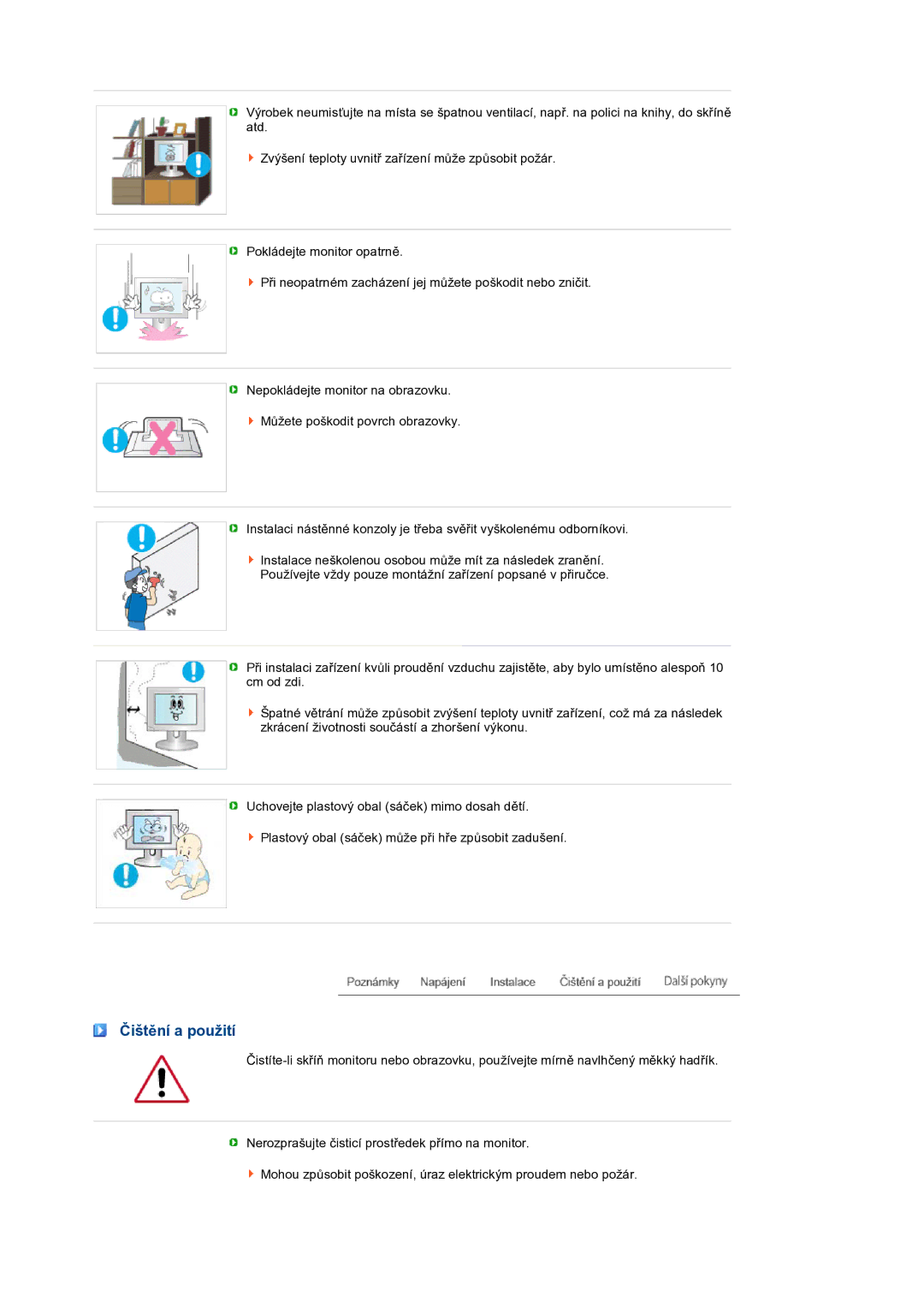 Samsung LS19MEPSFV/EDC manual Čištění a použití 