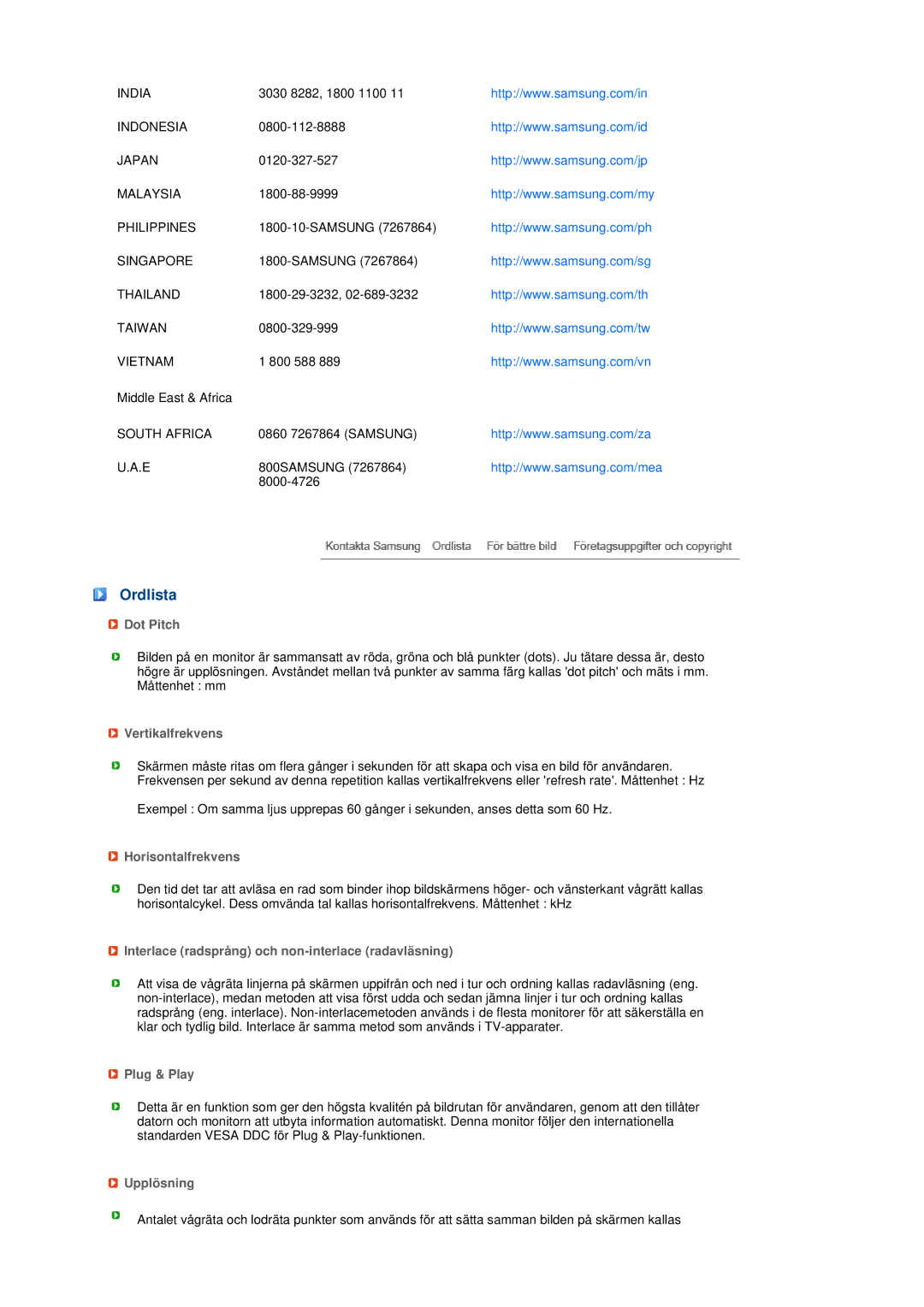 Samsung LS19MEPSFV/EDC manual Ordlista 