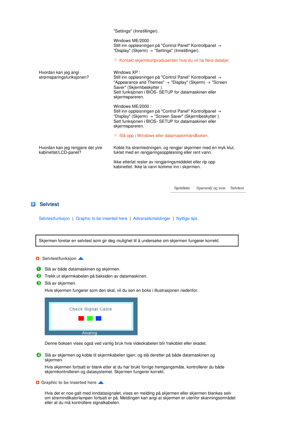 Samsung LS19MEPSFV/EDC manual Selvtestfunksjon, Graphic to be inserted here 