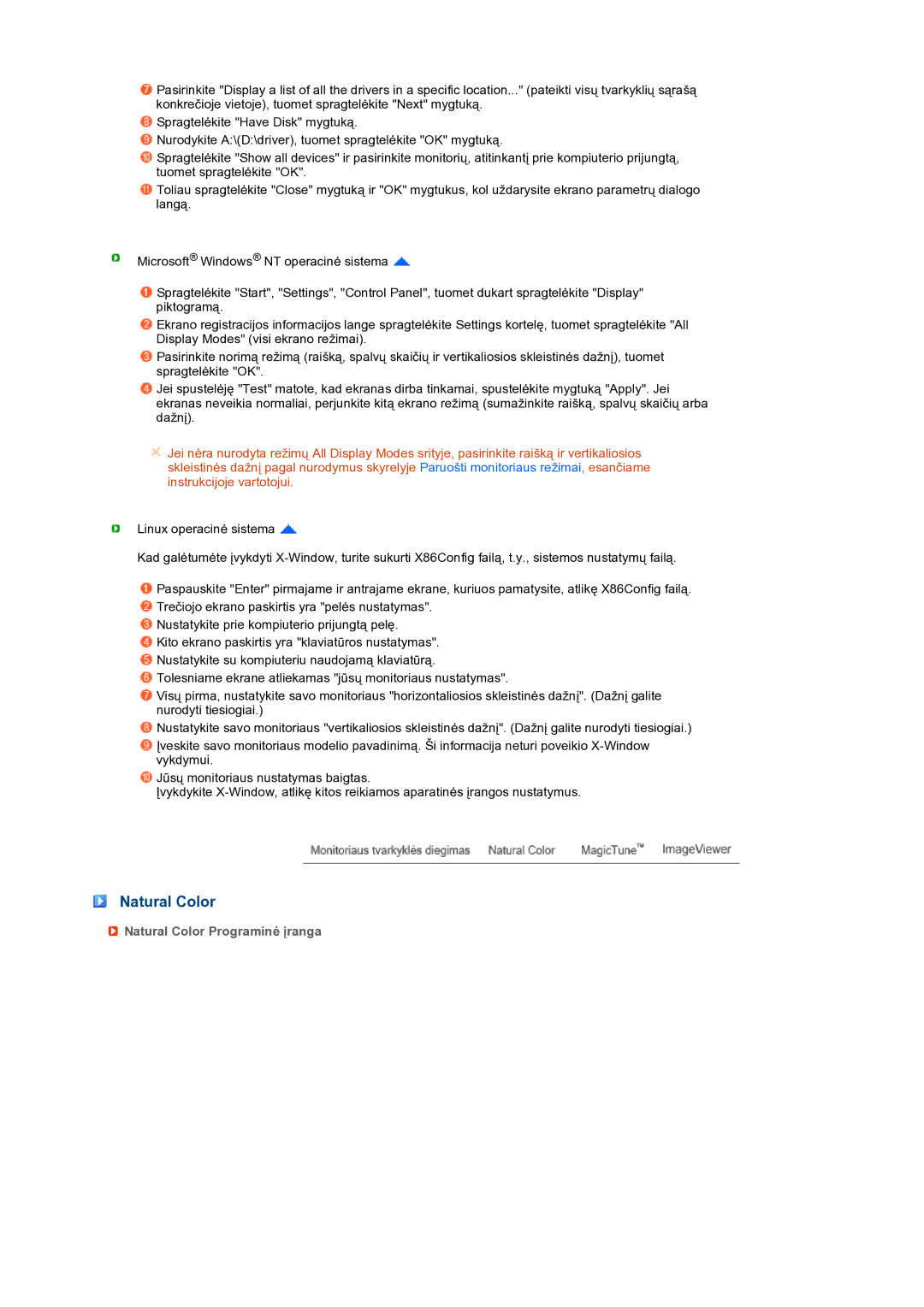 Samsung LS19MEPSFV/EDC manual Natural Color Programinė įranga 