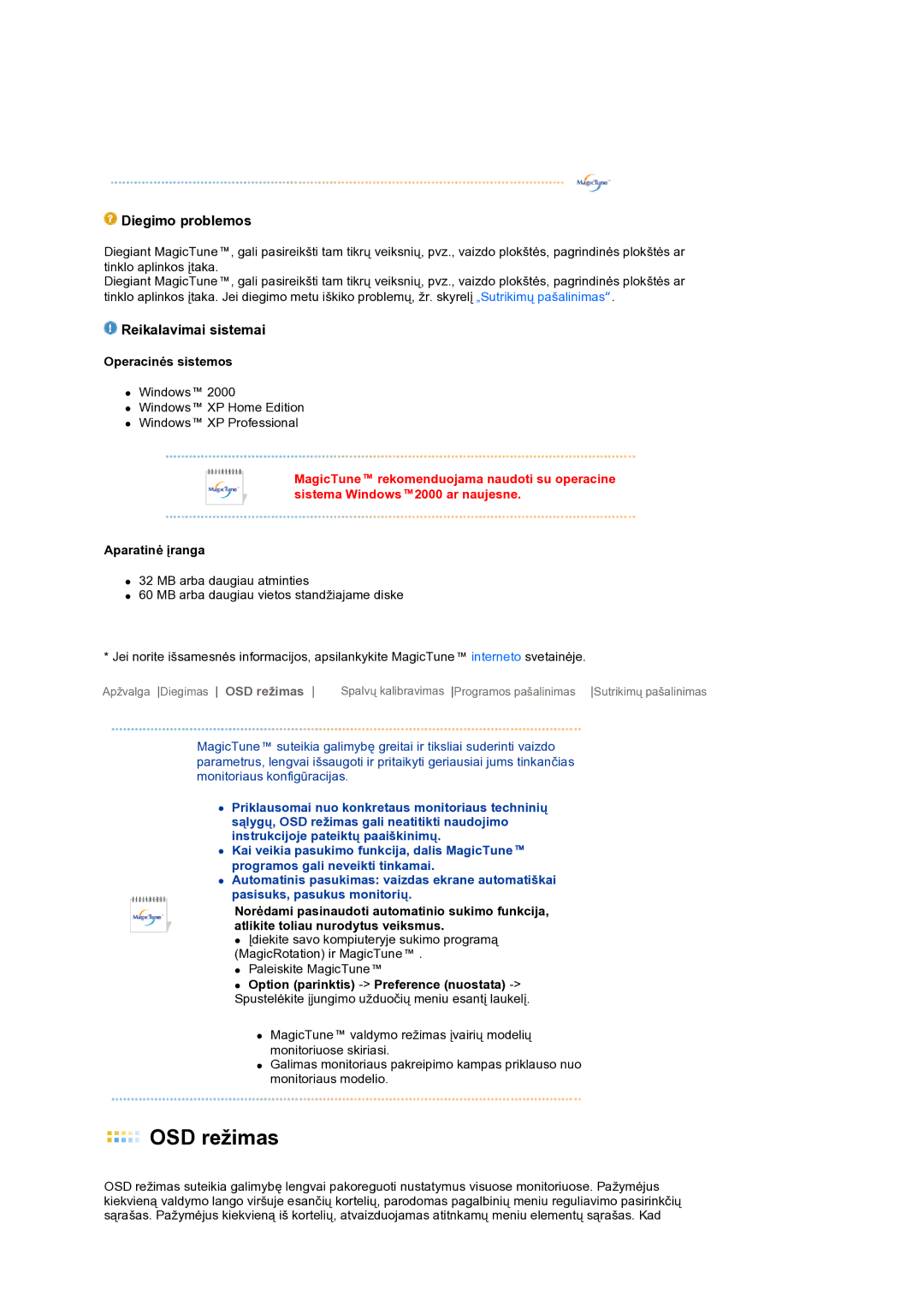 Samsung LS19MEPSFV/EDC manual OSD režimas 