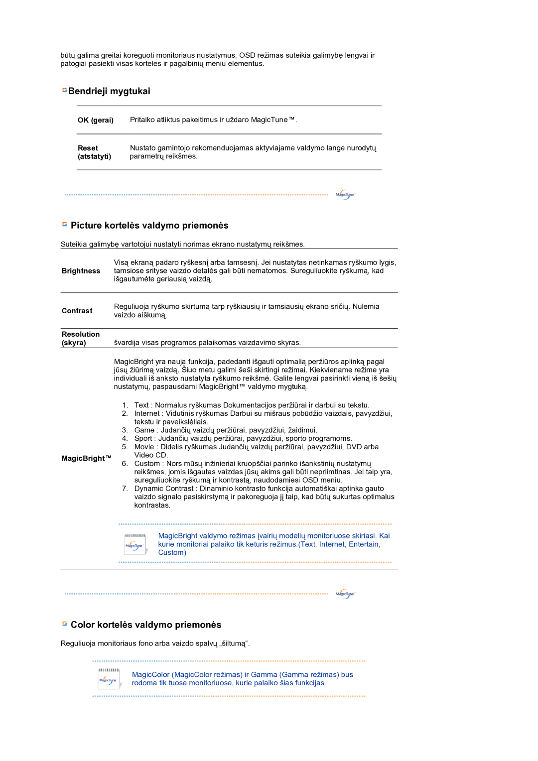 Samsung LS19MEPSFV/EDC manual Bendrieji mygtukai 